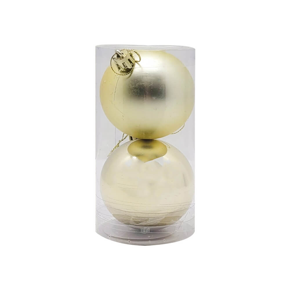 BOLA DE NATAL TUBO NTB60105 C/2 6CM ENF. NATAL C/2 BOLAS NTB60105, ENFEITE NATAL COM 2 BOLAS, ENFEITE BOLA NATAL, BOLA NATAL DOURADA, BOLA NATAL, NATAL Natal e Ano Novo