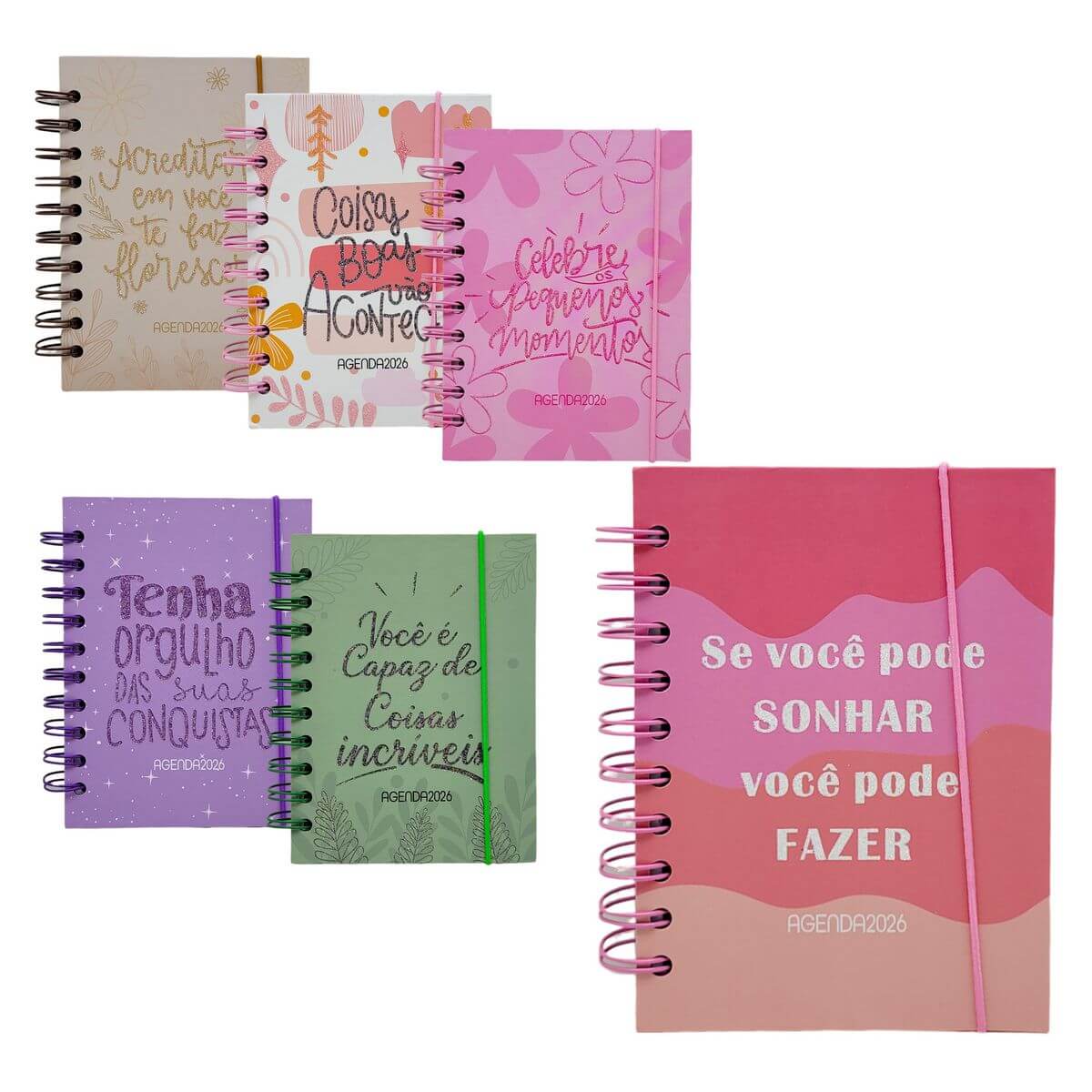 AGENDA 2026 129X179MM 168FLS AG26036 AGENDA 2026 129X179MM 168FLS AG26036, AGENDA, 2026, AGENDA GLITTER, 168 FOLHAS, AGENDA FEMININA, ESCOLA, PAPELARIA Material Escritório