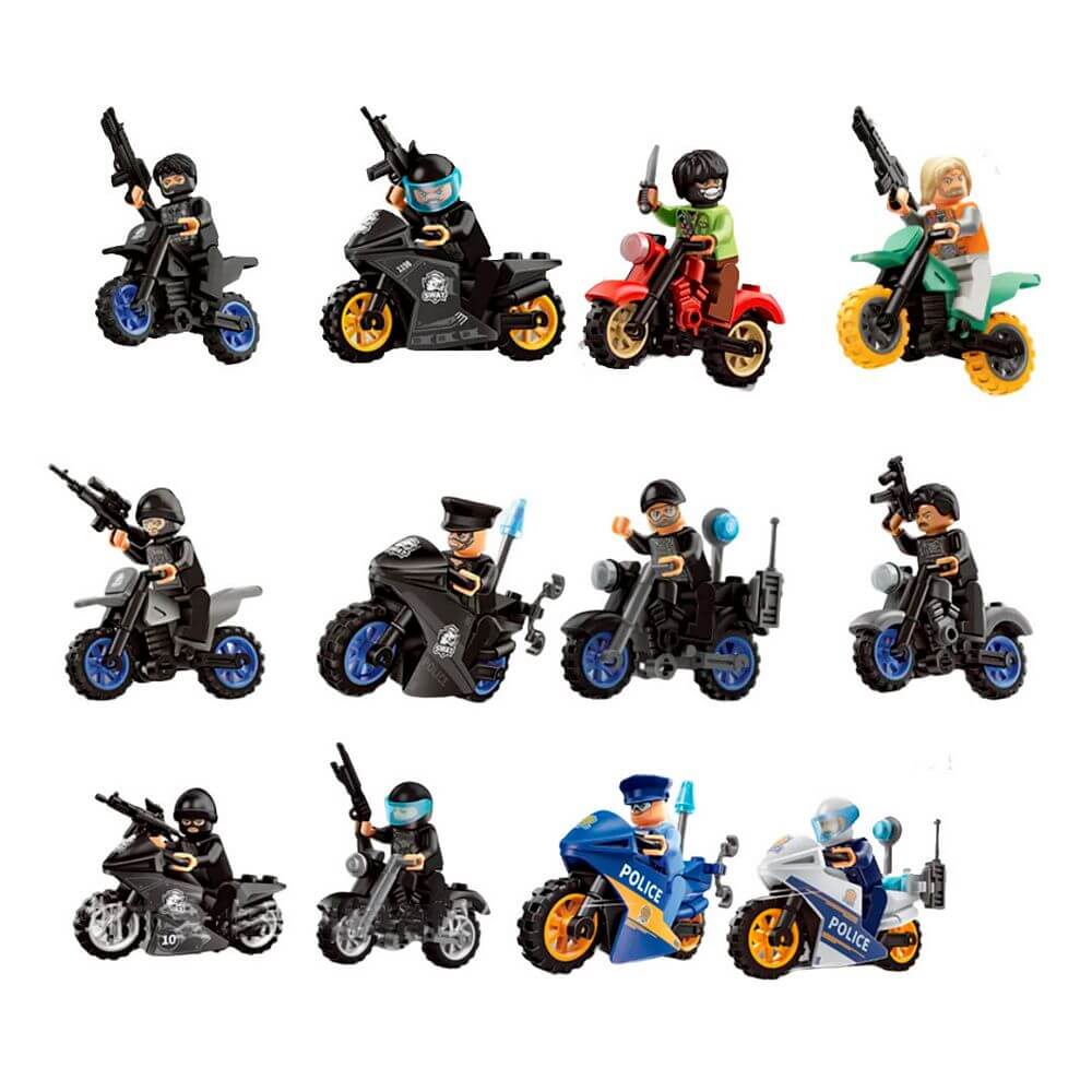 BLOCOS P/ MONTAR 18PCS JRF-10.0523 BLOCOS P/ MONTAR 18PCS JRF-10.0523, BLOCO, LEGO, BLOCOS, BLOCOS PARA MONTAR, LEGO MOTO, MOTOS, SWAT, BRINQUEDO POLICIA, POLICIAL, BANDIDO Brinquedos
