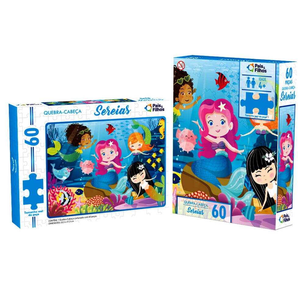 QUEBRA CABECA 60PCS SEREIAS 791663-1 JG. QUEBRA CABECA SEREIAS 60PCS 791663-1, JOGO QUEBRA CABECA, QUEBRA CABECA, PUZZLE Brinquedos