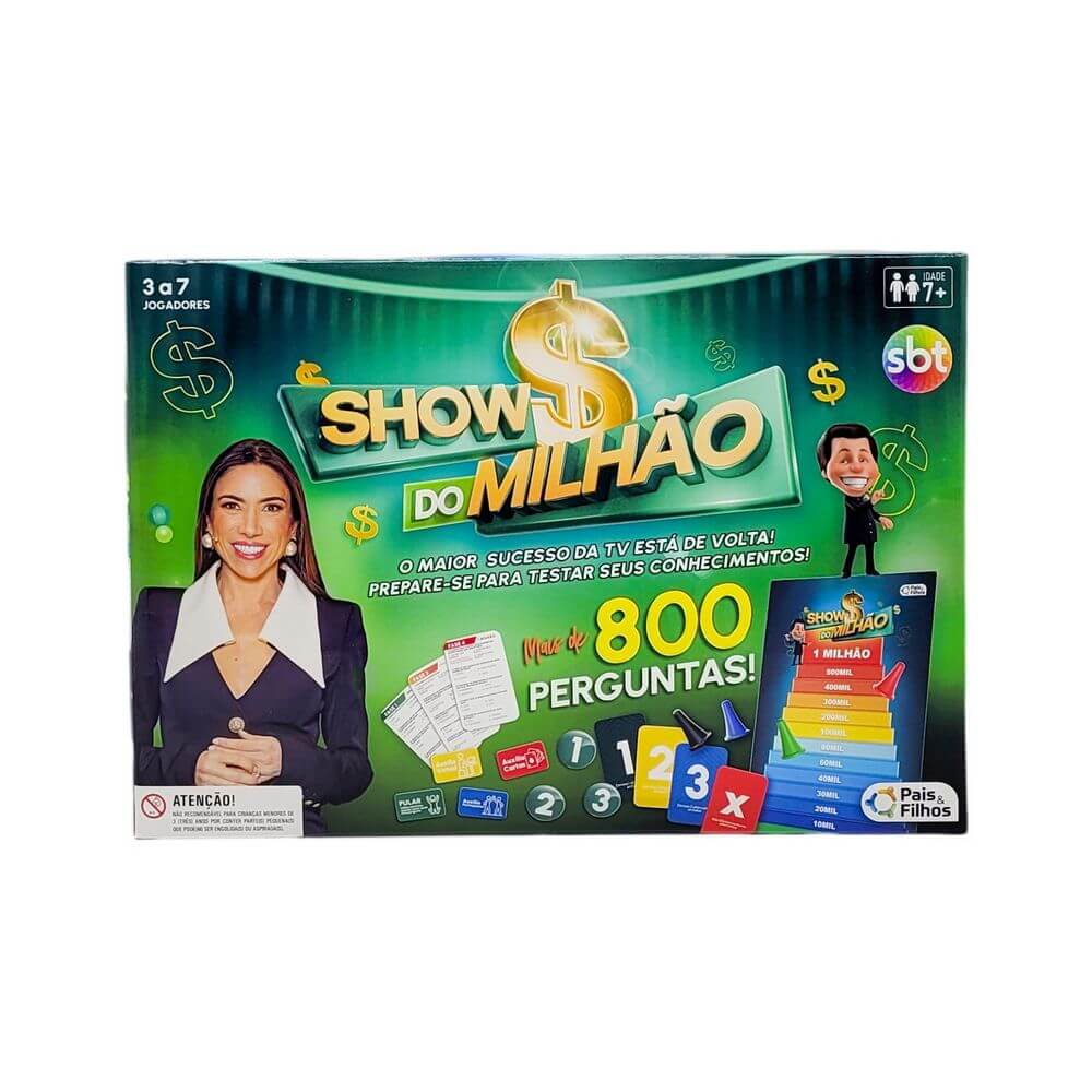 JOGO SHOW DO MILHAO 792906 JOGO SHOW DO MILHAO 792906, JOGO, SHOW DO MILHAO, JOGO INFANTIL, SBT, JOGO DE TABULEIRO, BRINQUEDOS Brinquedos
