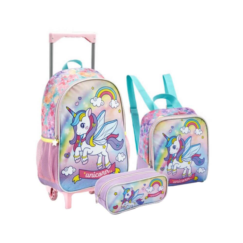 KIT MOCHILA FEM. UNICORN 3PCS MR41370 KIT MOCHILA UNICORN 3PCS MR41370, KIT MOCHILA, KIT MOCHILA MENINA, MOCHILA DE RODINHA, MOCHILA UNICORNIO, UNICORNIO Material Escolar e Papelaria
