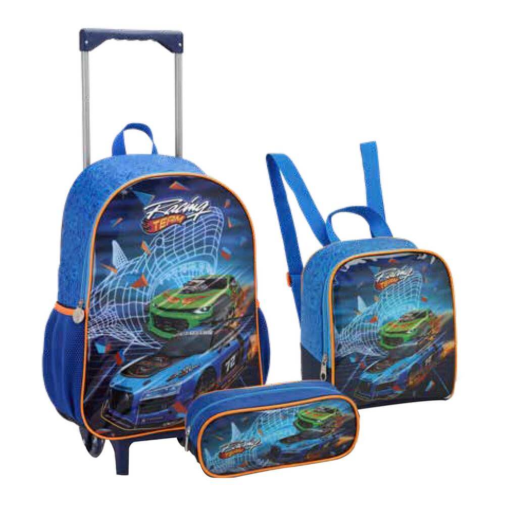 KIT MOCHILA MASC. RACING TEAM 3PCS MR42077 KIT MOCHILA RACING TEAM 3PCS MR42077, MOCHILA, MOCHILA INFANTIL, MOCHILA COM RODAS, KIT MOCHILA, MOCHILA RACING TEAM, HOT WHEELS, LANCHEIRA, ESTOJO, ESCOLA Material Escolar e Papelaria