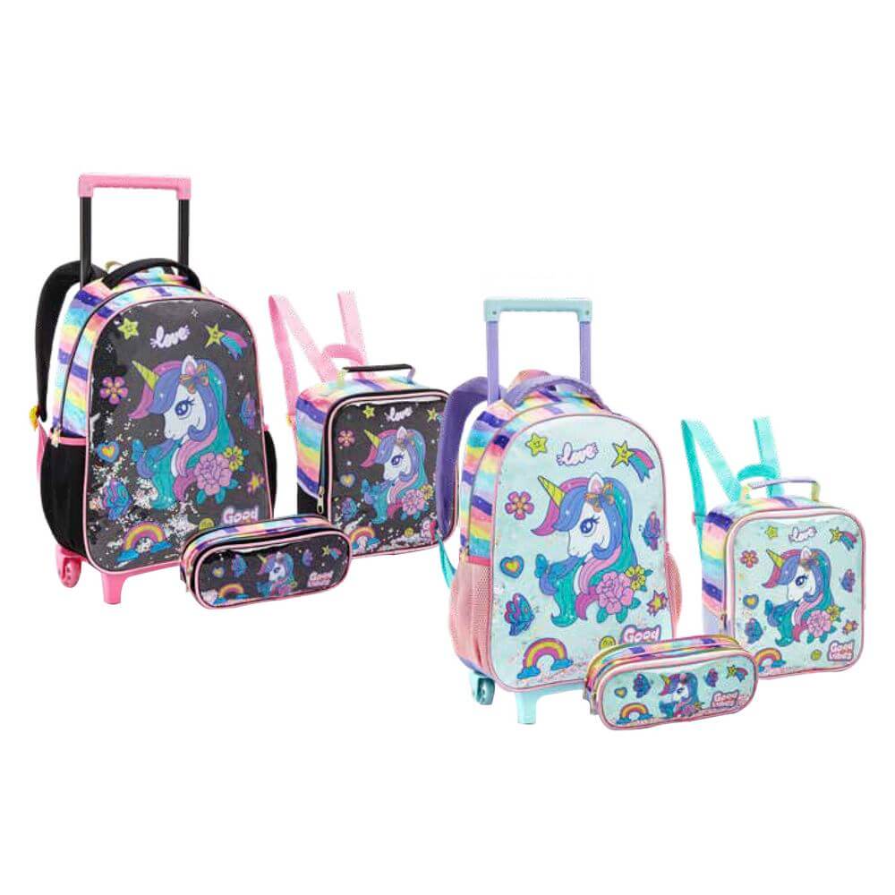 KIT MOCHILA FEM. GOOD VIBES 3PCS MR42175 KIT MOCHILA GOOD VIBES 3PCS MR42175, MOCHILA, KIT MOCHILA, MOCHILA COM RODAS, MOCHILA INFANTIL, MOCHILA GOOD VIBES, MOCHILA UNICORNIO, LANCHEIRA, ESTOJO, ESCOLA Material Escolar e Papelaria