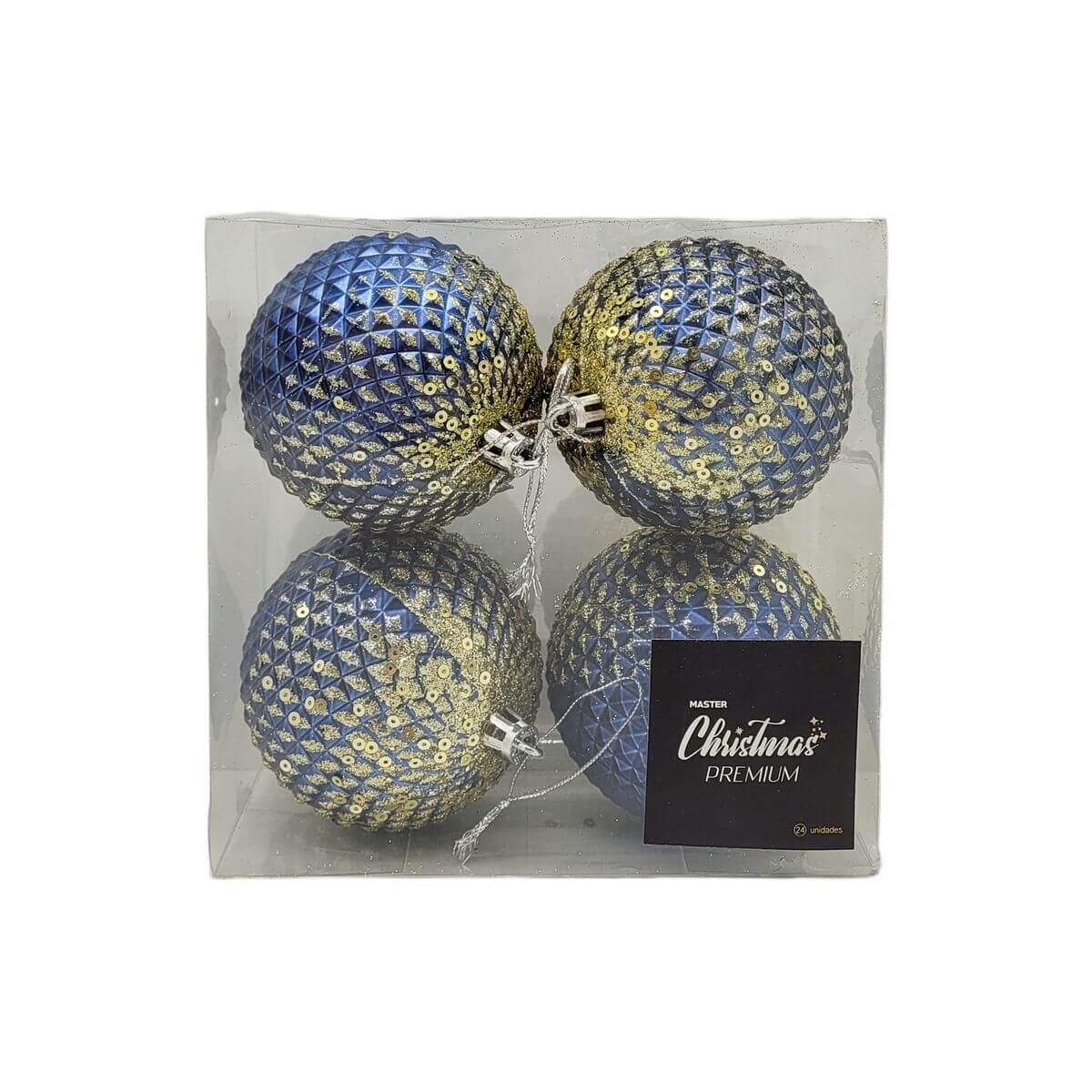 BOLA DE NATAL KIT C/4 8CM KX2345 ENF. NATAL C/4 BOLAS 8CM KX2345, ENFEITE, NATAL, BOLA DE NATAL, BOLA 8CM, BOLA AZUL, BOLA TEXTURADA COM BRILHO, DECORACAO Natal e Ano Novo