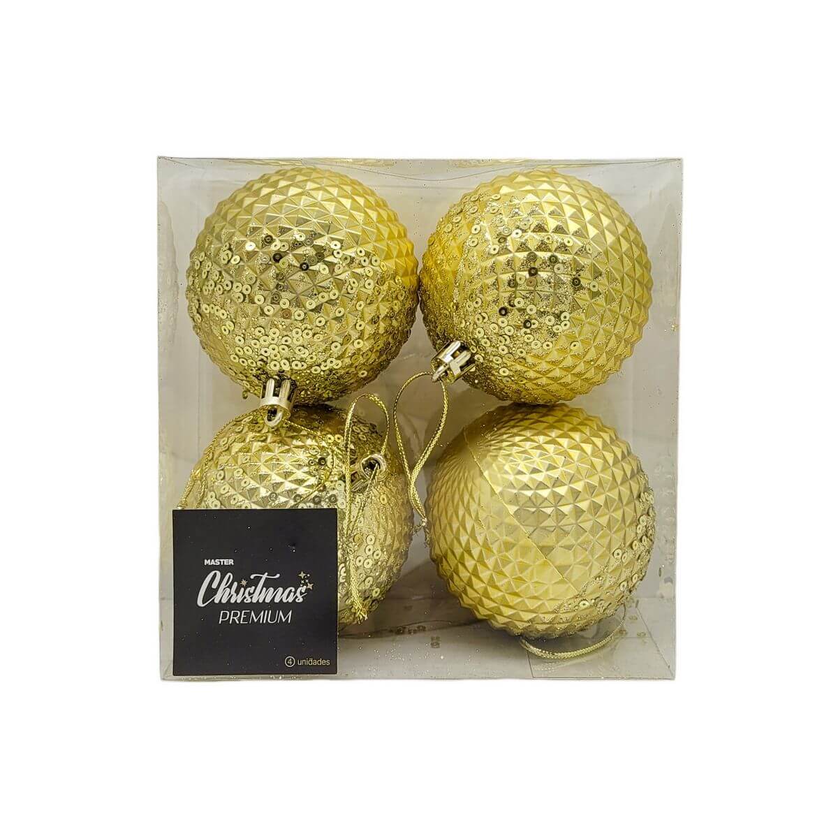 BOLA DE NATAL KIT C/4 8CM KX2347 ENF. NATAL C/4 BOLAS 8CM KX2347, ENFEITE, NATAL, BOLA DE NATAL, BOLA DOURADA, BOLA TEXTURADA COM BRILHO, BOLA 8CM, DECORACAO Natal e Ano Novo