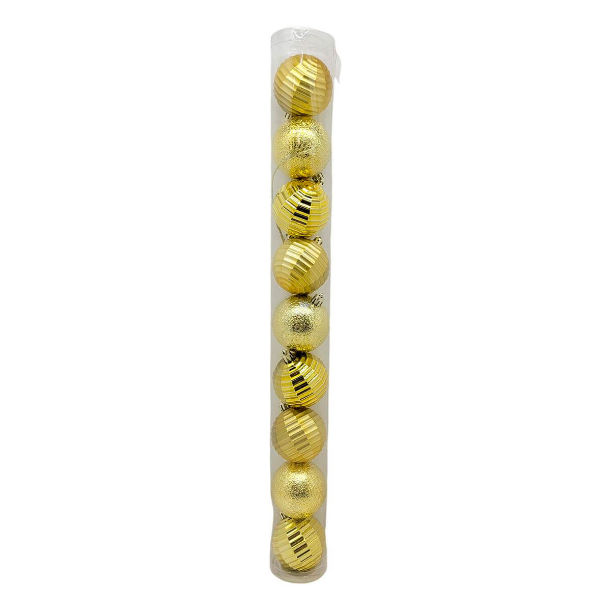 BOLA DE NATAL TUBO C/9 6CM KX2354 ENF. NATAL C/9 BOLAS 3D 6CM KX2354, ENFEITE, ENFEITE DE NATAL, BOLAS DE NATAL, BOLA 6CM, BOLA DOURADA, NATAL Natal e Ano Novo