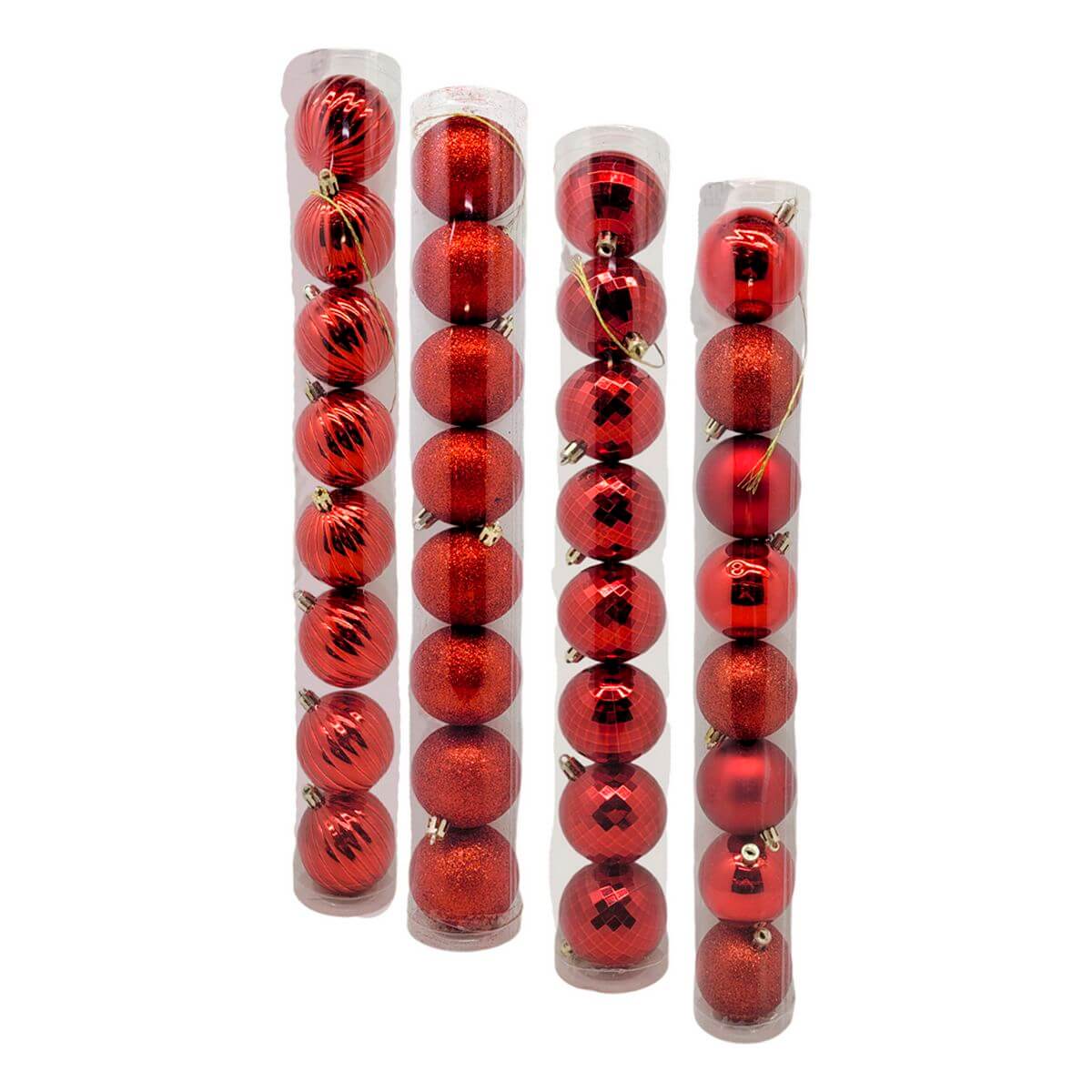 BOLA DE NATAL TUBO C/8 6CM KX2377 ENF. NATAL C/8 BOLAS 6CM KX2377, ENFEITE, ENFEITE DE NATAL, BOLA DE NATAL, KIT BOLAS, BOLA 6CM, BOLA VERMELHA, NATAL Natal e Ano Novo
