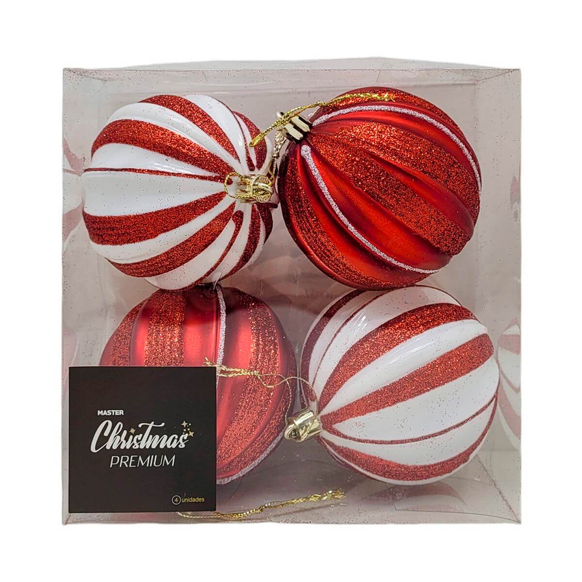 BOLA DE NATAL KIT C/4 8CM KX3558 ENF. NATAL C/4 BOLAS 8CM KX3558, ENFEITE, ENFEITE DE NATAL, KIT BOLAS, BOLA DE NATAL, BOLA VERMELHA, BOLA 8CM, NATAL Natal e Ano Novo