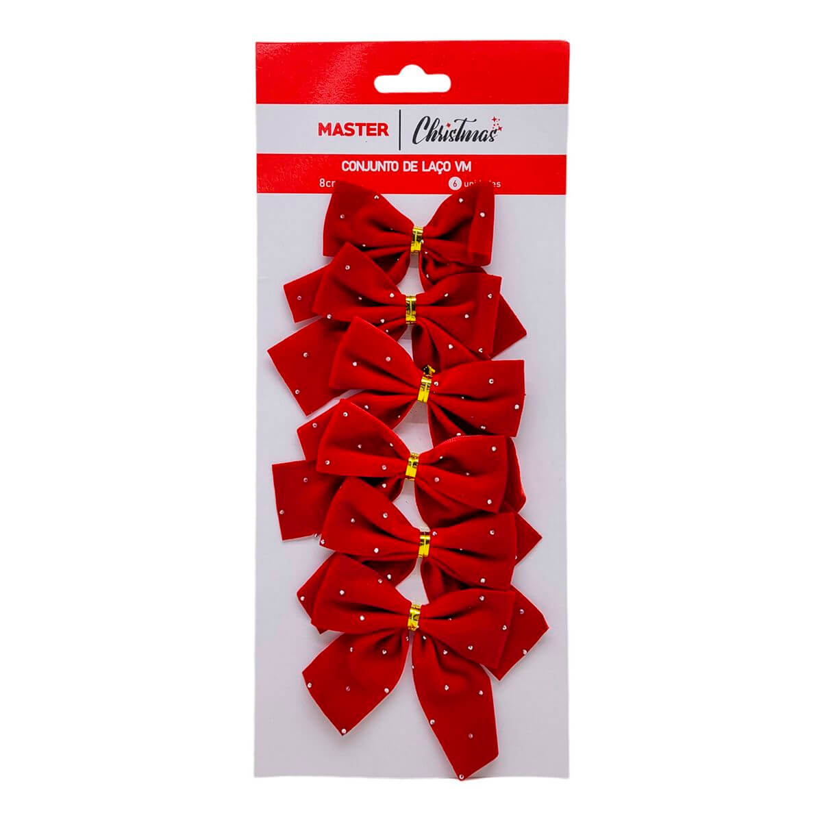 LACO DE NATAL C/ 6 PCS 29X13CM WF1713 ENF. NATAL CJ. LACOS 6PCS WF1713, ENFEITE, NATAL, CONJUNTO LACOS, LACO DECORATIVO, DECORACAO Natal e Ano Novo