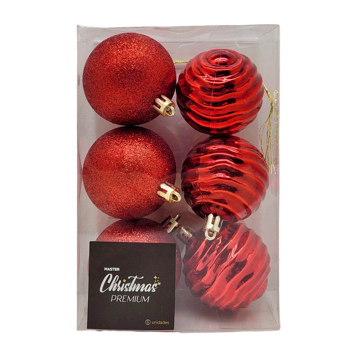 BOLA DE NATAL KIT C/6 6CM KX4359 ENF. NATAL C/6 BOLAS 6CM KX4359, ENFEITE, ENFEITE DE NATAL, KIT BOLAS, BOLA DE NATAL, BOLA 6CM, BOLA VERMELHA, NATAL Natal e Ano Novo
