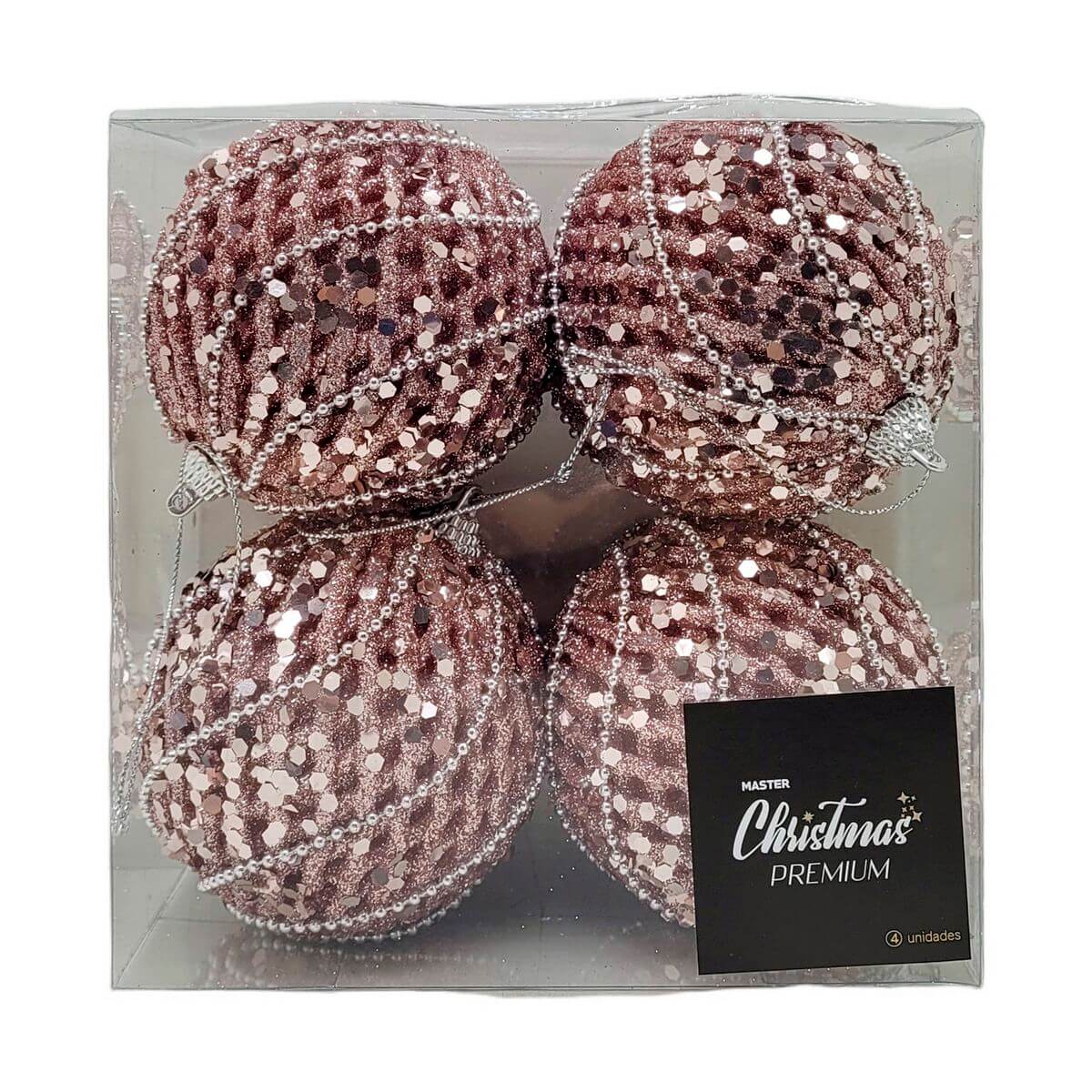 BOLA DE NATAL KIT C/4 8CM HT4615 ENF. NATAL C/4 BOLAS 8CM HT4615, ENFEITE, ENFEITE DE NATAL, BOLA DE NATAL, KIT BOLAS, BOLA GLITTER, BOLA 8CM, NATAL Natal e Ano Novo