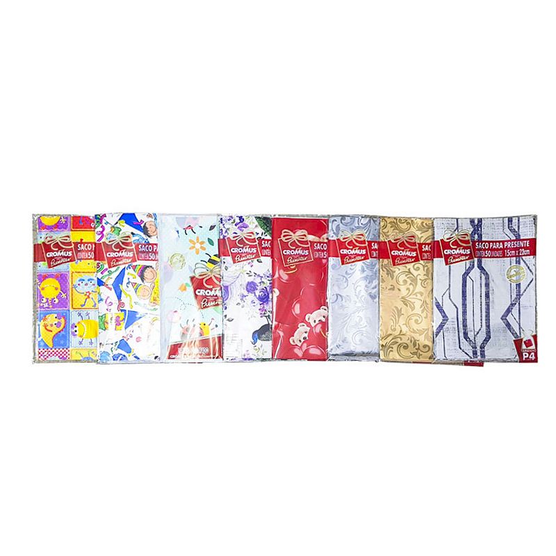 EMBALAGEM CROMUS METALIZADA 15X22 C/50 EMBALAGEM 15X22 METALIZADA, EMBALAGEM DECORADA, EMBALAGEM PRESENTE Decoracao e Presentes
