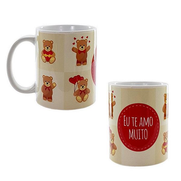 CANECA GM AMOR EU TE AMO N1-1 CANECA CERAMICA URSO, CANECA CERAMICA EU TE AMO, CANECA CERAMICA DECORADA, CANECA CERAMICA Cozinha