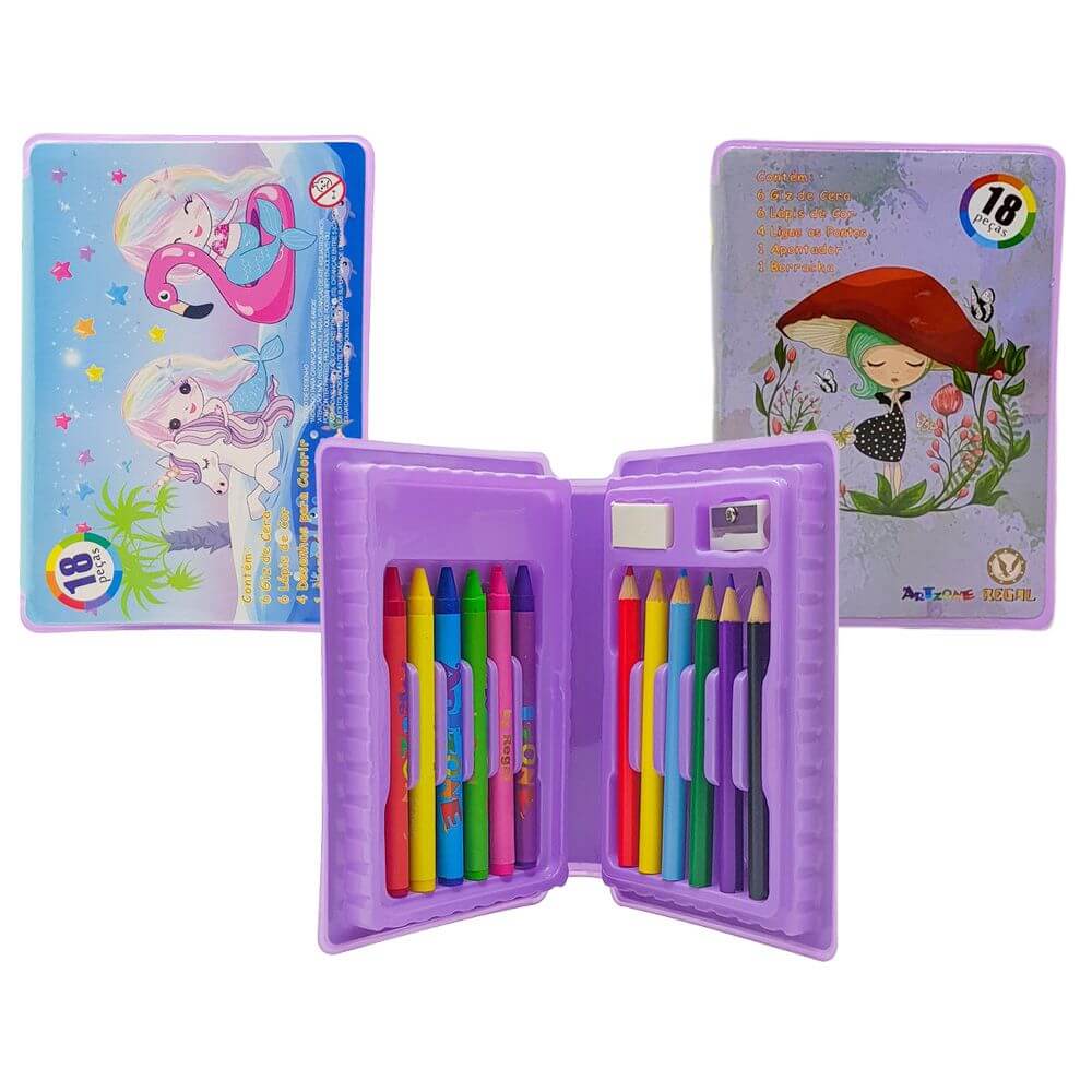 MALETA HIDROCOR 18PCS LILAS MT-18L MALETA HIDROCOR 18PCS LILAS MT-18L, MALETA HIDROCOR 18PCS LILAS, MALETA LILAS 18PCS, MALETA HIDROCOR LILAS, MALETA INFANTIL, MALETA Material Escolar e Papelaria